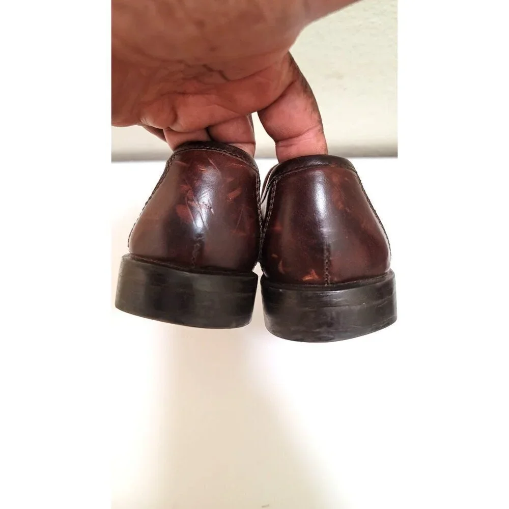 Johnston & Murphy Leather Loafers Mens 9.5M Brown Mahogany Slip On Moc Toe Shoes